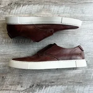 Frye Gabe Gore Brown Leather Oxford Slide-On Shoes FRYE Mens Brown Gabe Gore Oxford Leather Casual Slip On  main image 3